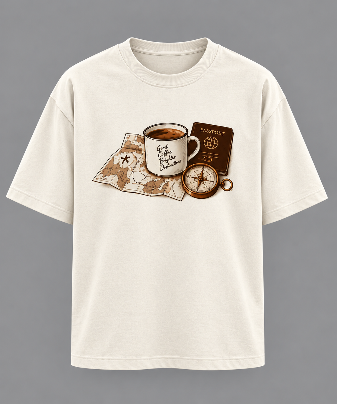 Coffee Miles Oversized T-Shirt – 240 GSM Premium Cotton