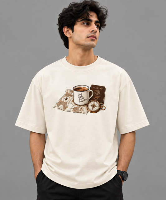 Coffee Miles Oversized T-Shirt – 240 GSM Premium Cotton