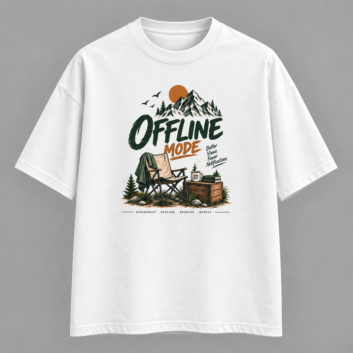 Offline Mode Oversized T-Shirt | 240 GSM Premium Cotton | Unisex Streetwear Tee